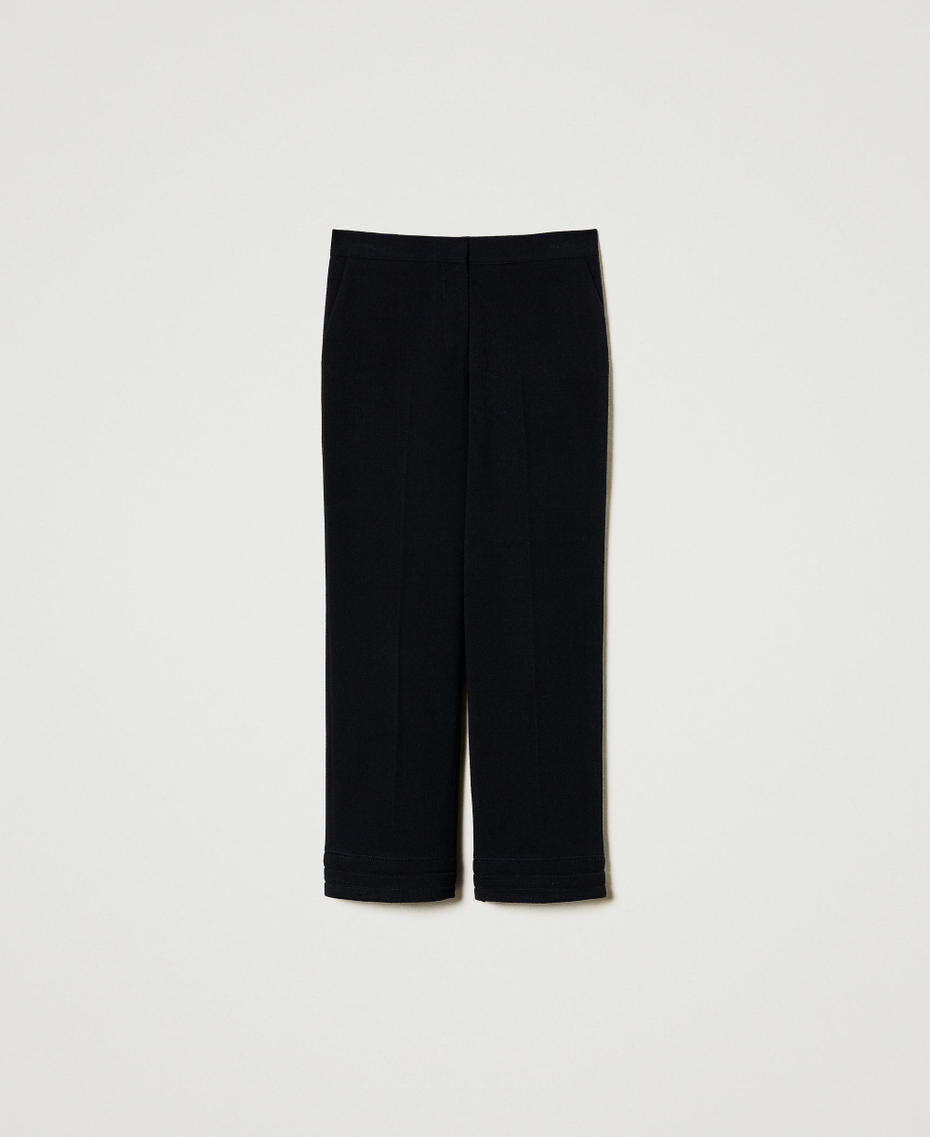 Straight fit trousers with embroidery Blue Night Woman 251TP2042_00238_S0