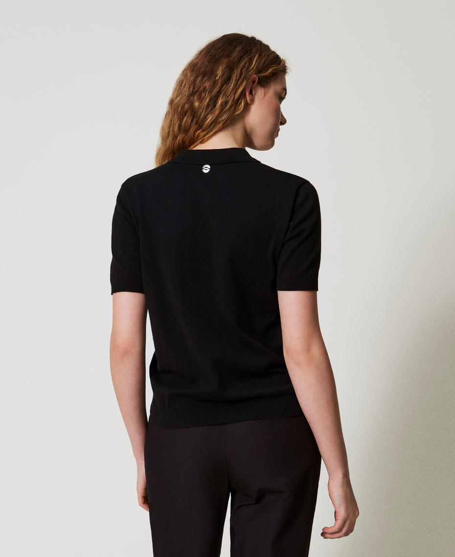 Camicia in maglia con ricami Nero Donna 251AX3011_00006_02