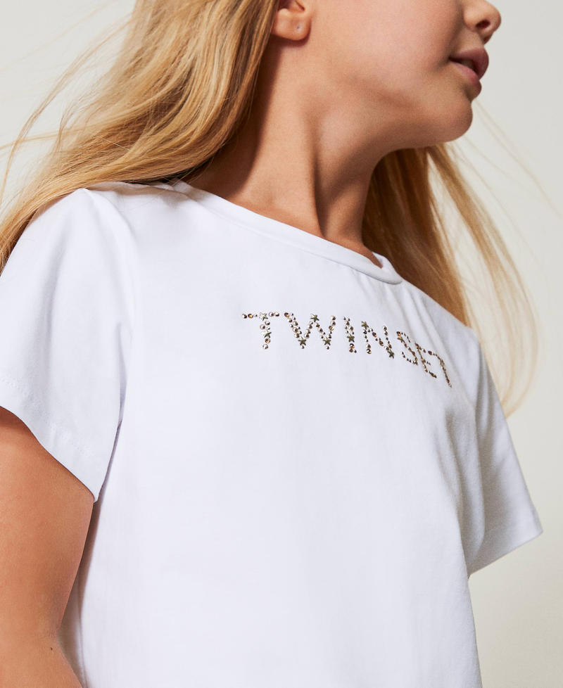 T-shirt cropped avec logo Blanc "Ice" Fille 251GJ2484_00808_04