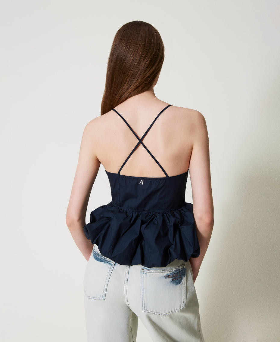 Poplin flounce top Deep Blue Woman 251AP2302_03585_02