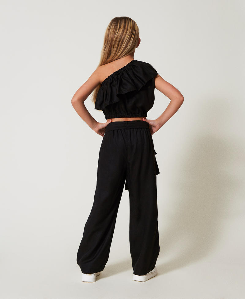 Trousers with utility pockets and belt Black Girl 251GJ2462_00006_03