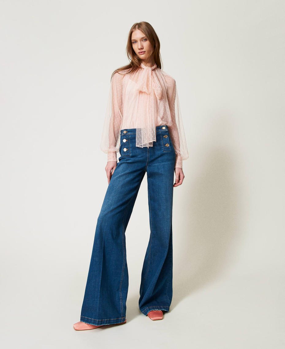Flared jeans with decorative buttons "Mid Denim" Blue Woman 251TP2574_01611_01