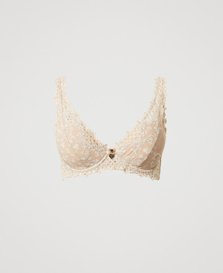 Bralette with floral embroidery Wonder Beige Woman 251LL6E33_11044_S0