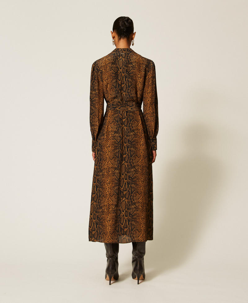Maxikleid mit Pythonprint Pythonprint "Nut"-Braun / Black Frau 262TT2600_14141_03