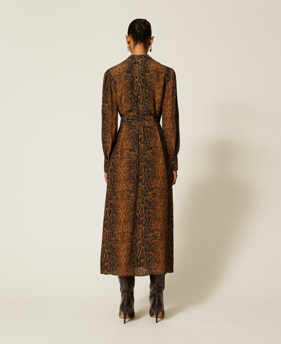 Maxikleid mit Pythonprint Pythonprint "Nut"-Braun / Black Frau 262TT2600_14141_03
