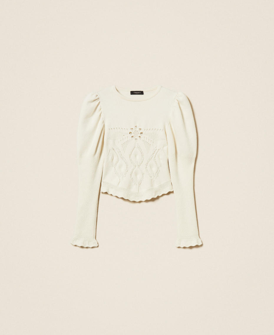 Jersey de lana mixta con ganchillo White Nieve Mujer 252TS3380_00282_S0