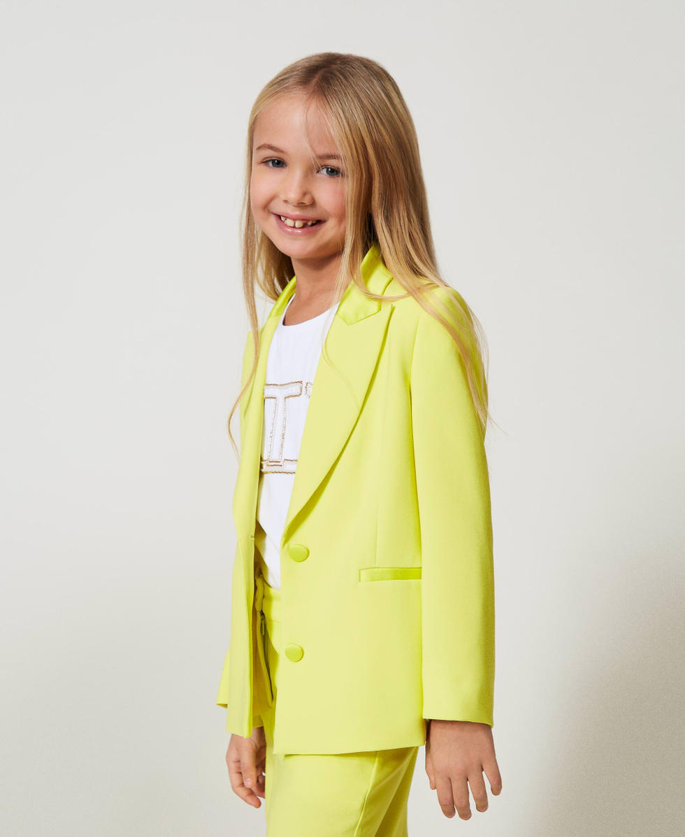 Blazer en cr&ecirc;pe et satin Yellow Plum Fille 251GJ2QNA_12124_02