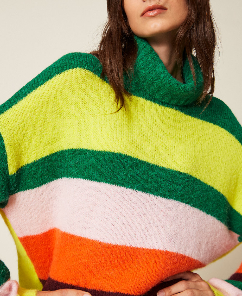 Striped turtle neck jumper Multicolour Stripe Woman 252AT3180_12977_03