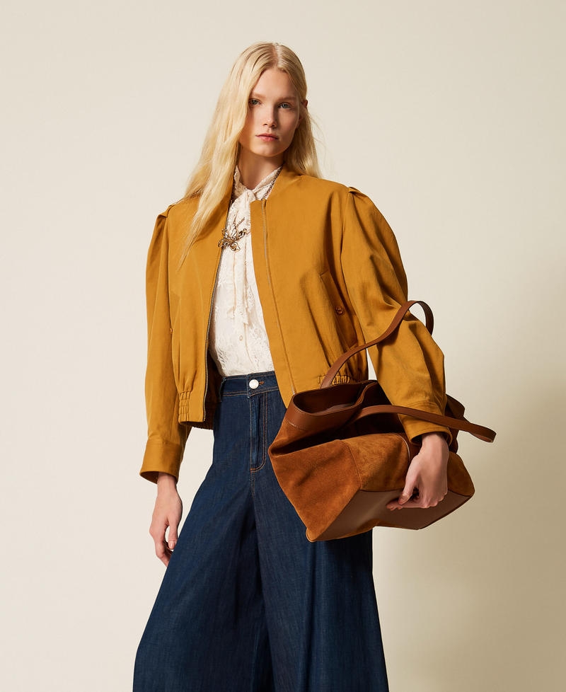 Borsa shopper in suede Marrone "Bubinga Wood" Donna 261TB7100_11061_T0