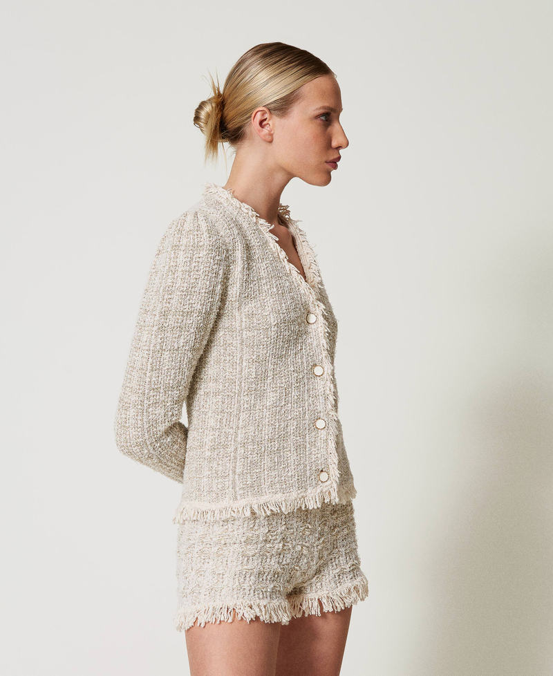 Jacquard knit jacket with lurex
