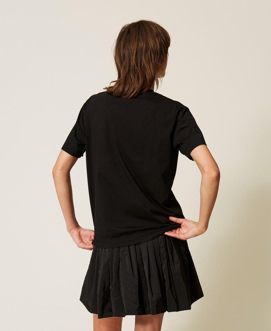 T-shirt avec imprim&eacute; et strass Noir Femme 262AP2510_00006_03