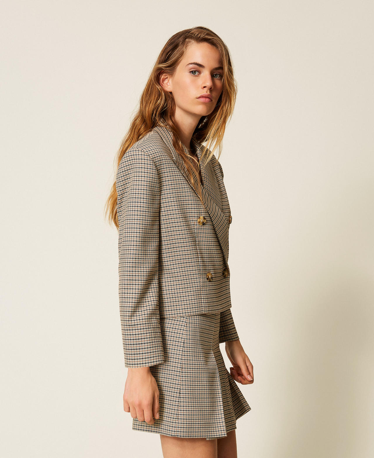 Blazer en pied-de-poule Natural Pied de Poule Femme 252AP2240_12667_02
