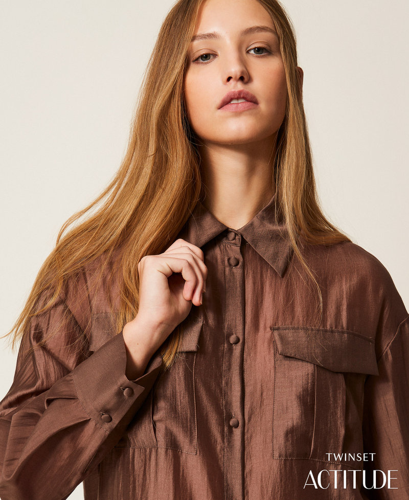 Camicia in voile con tasche Chocolate Lab Donna 261AP2186_10780_PA