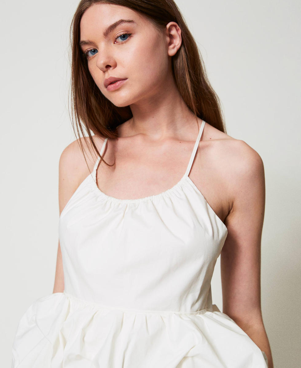 Top aus Popeline mit Volant Sugar Wei&szlig; Frau 251AP2302_00632_03