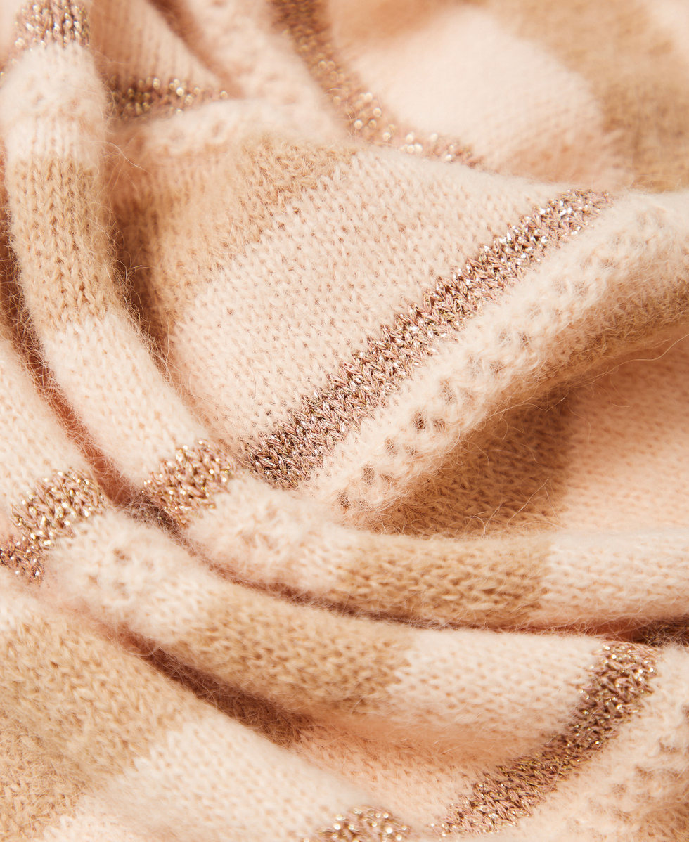 Schal aus Alpaka-Mischung mit Lurex Streifen Alpakabraun /Alpaka Lurex Frau 252TO5590_13009_02