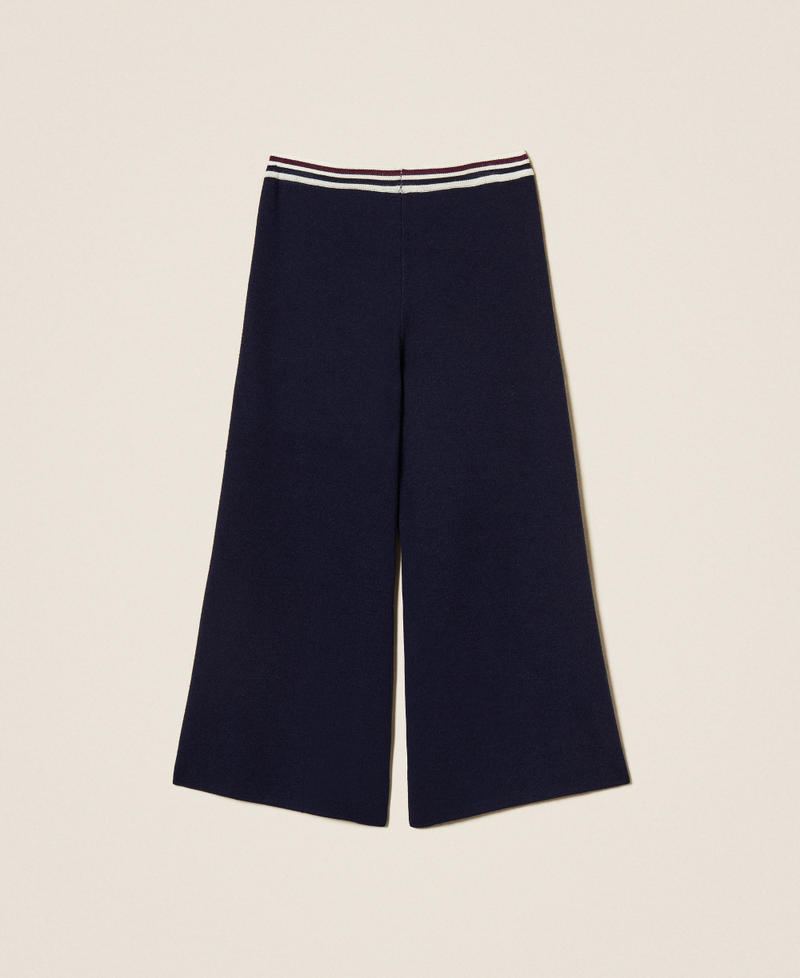 Strickhose mit zweifarbigen Streifen Klassisches Blau Mädchen 252GJ3031_11956_S1