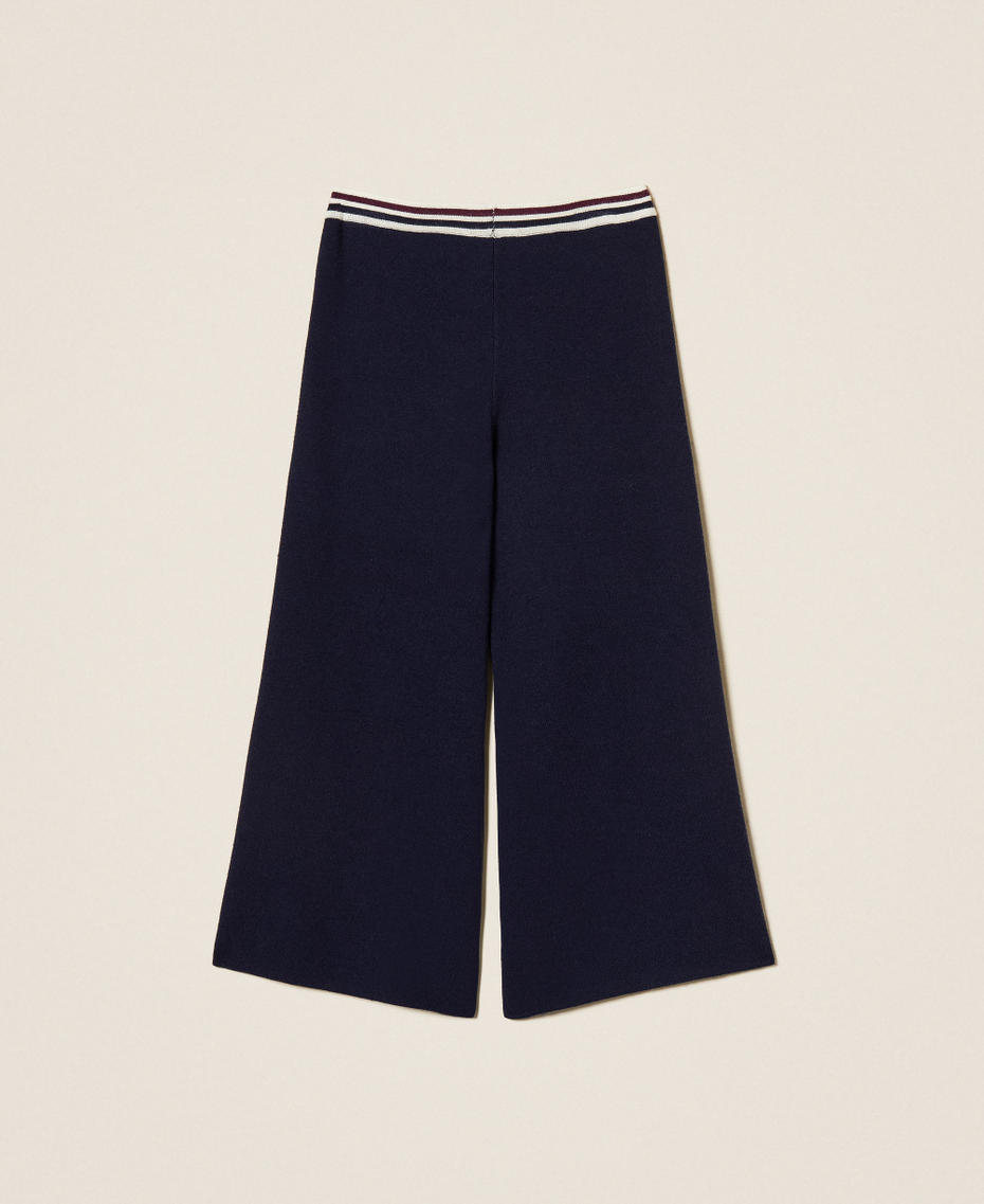 Strickhose mit zweifarbigen Streifen Klassisches Blau Mädchen 252GJ3031_11956_S1