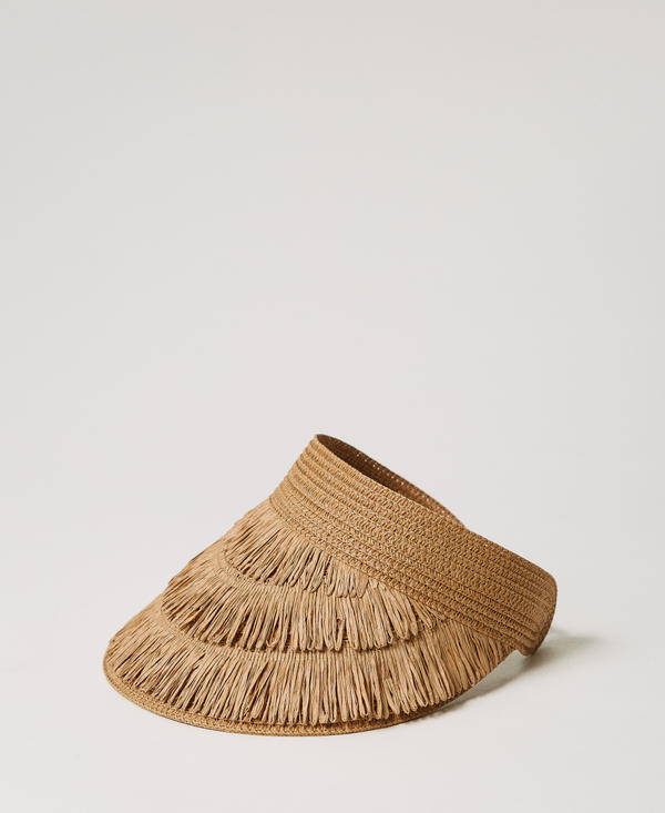 Raffia-like visor with fringes