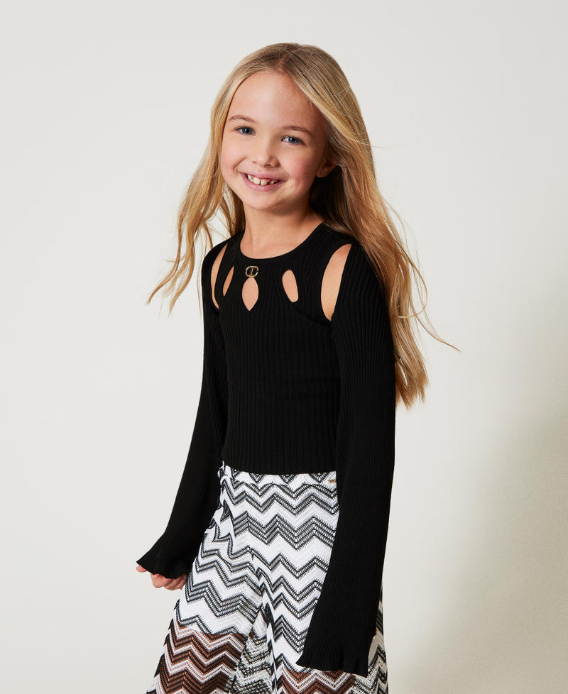 Rib knit shrug Black Girl 251GJ3414_00006_01