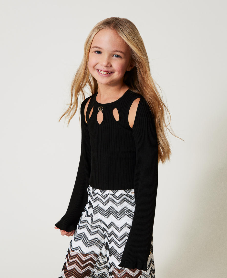 Rib knit shrug Black Girl 251GJ3414_00006_01