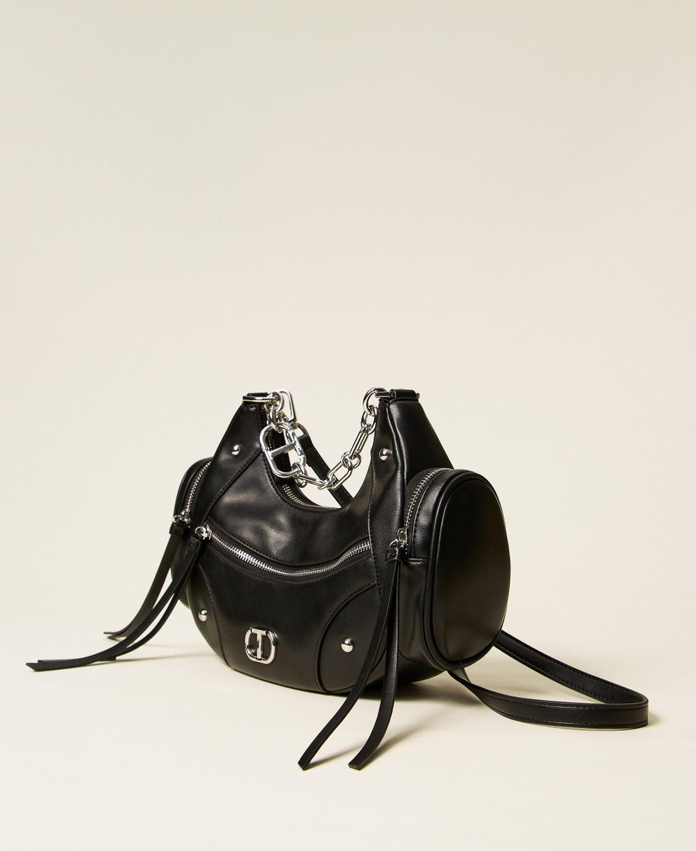 Besace &laquo;&nbsp;Croissant&nbsp;&raquo; avec poches Noir Femme 252TD8180_00006_02