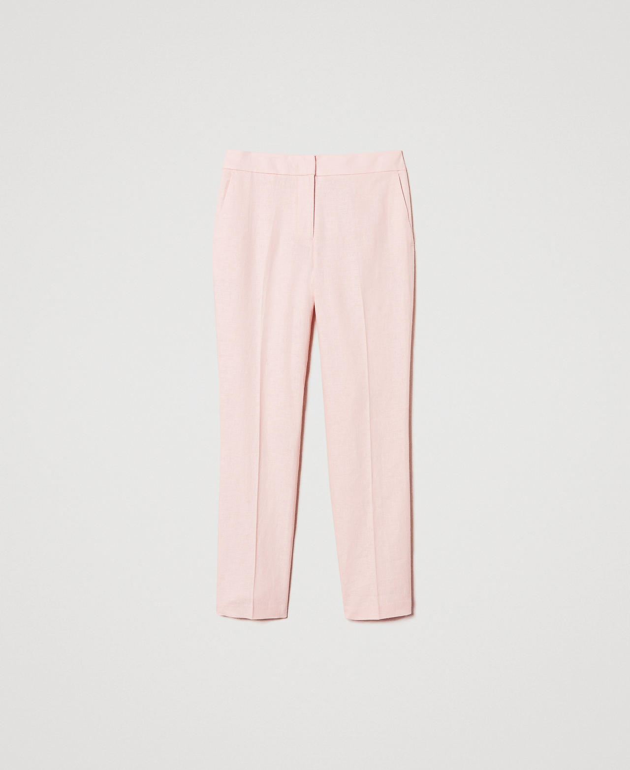 Low waist linen blend trousers Cupcake Pink Woman 251TP2168_00178_0S
