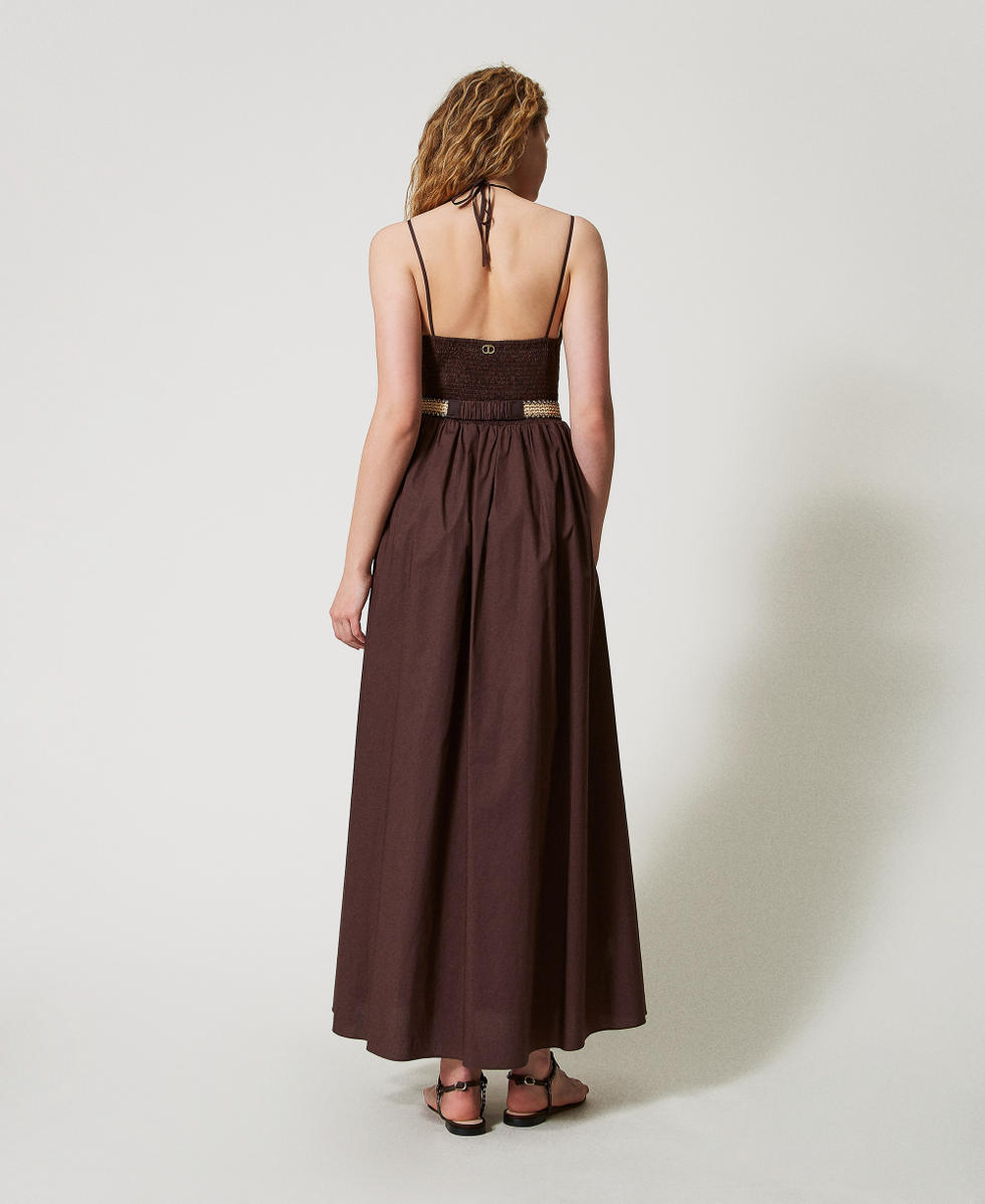 Robe longue en popeline avec ceinture Coffee Femme 251TT2100_00203_03