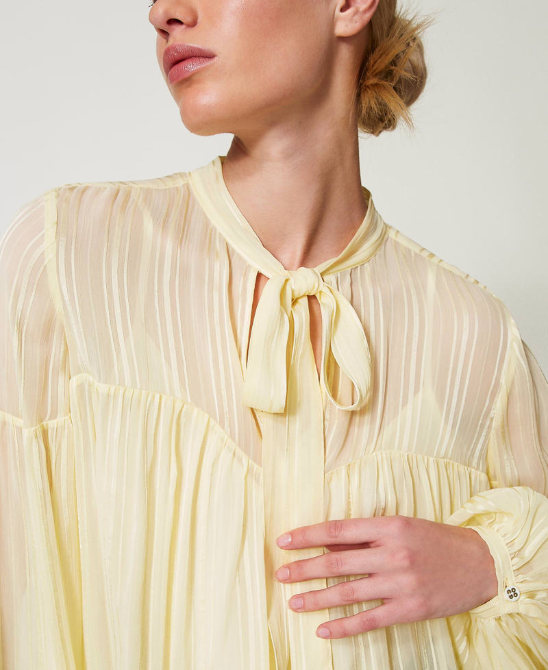 Striped jacquard blouse Vanilla Woman 251TP2263_12143_04