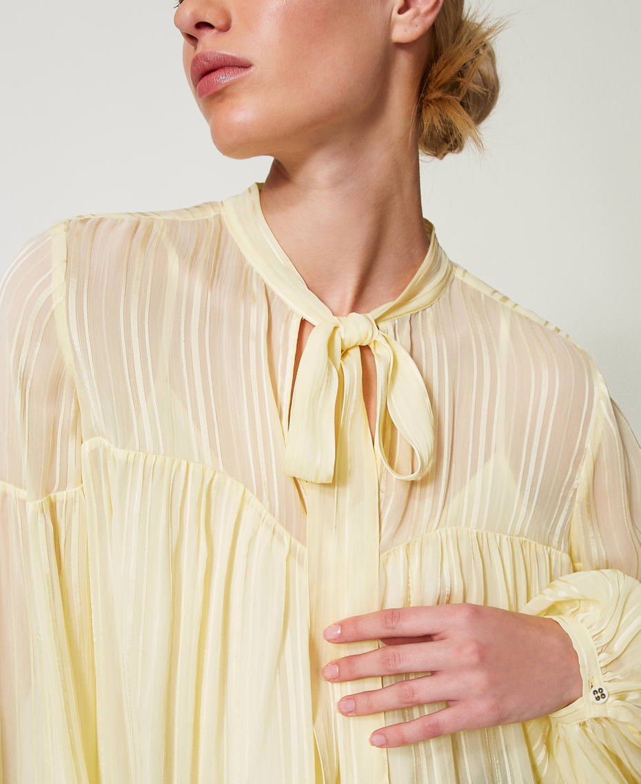 Striped jacquard blouse Vanilla Woman 251TP2263_12143_04