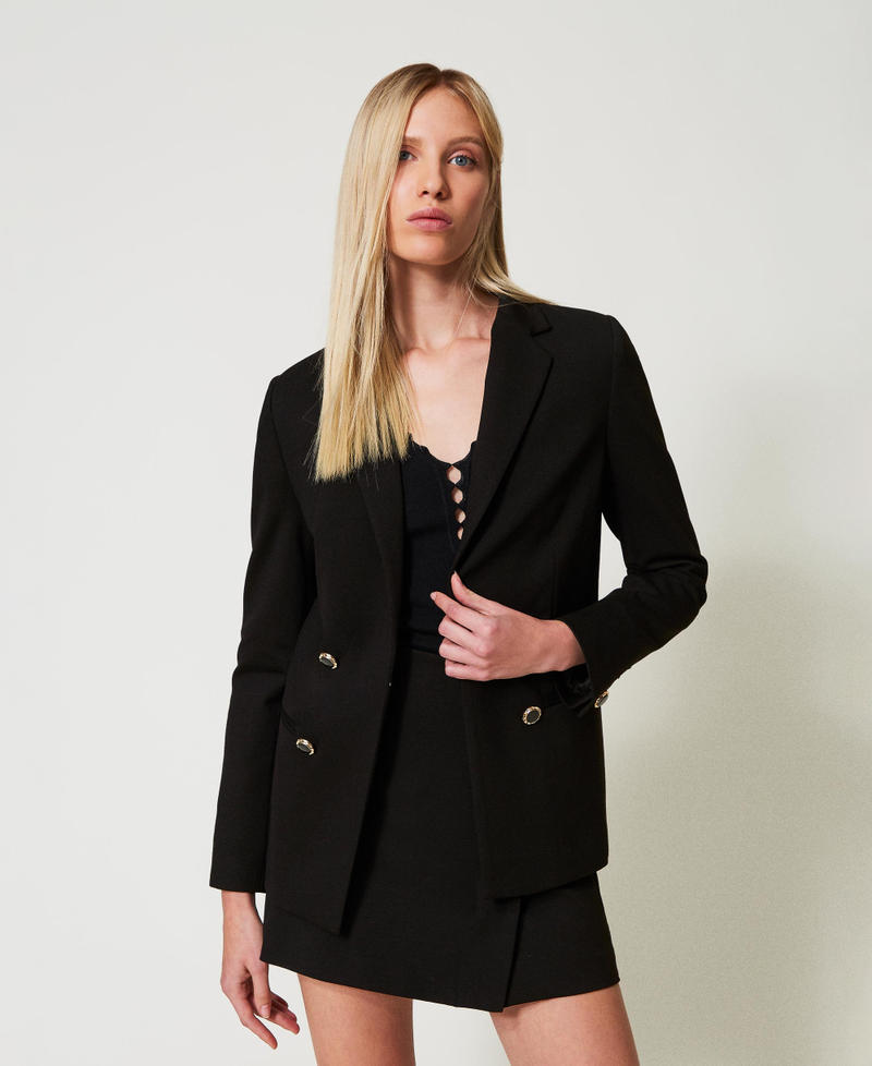 Double-breasted jacket with jewel buttons Black Woman 251TP2139_00006_02