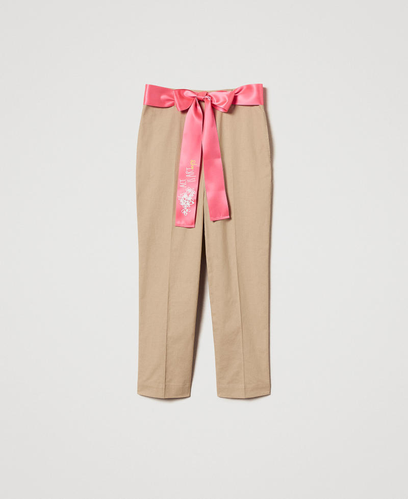 MYFO cigarette trousers with belt Incense Beige Woman 251AQ2064_00634_S0