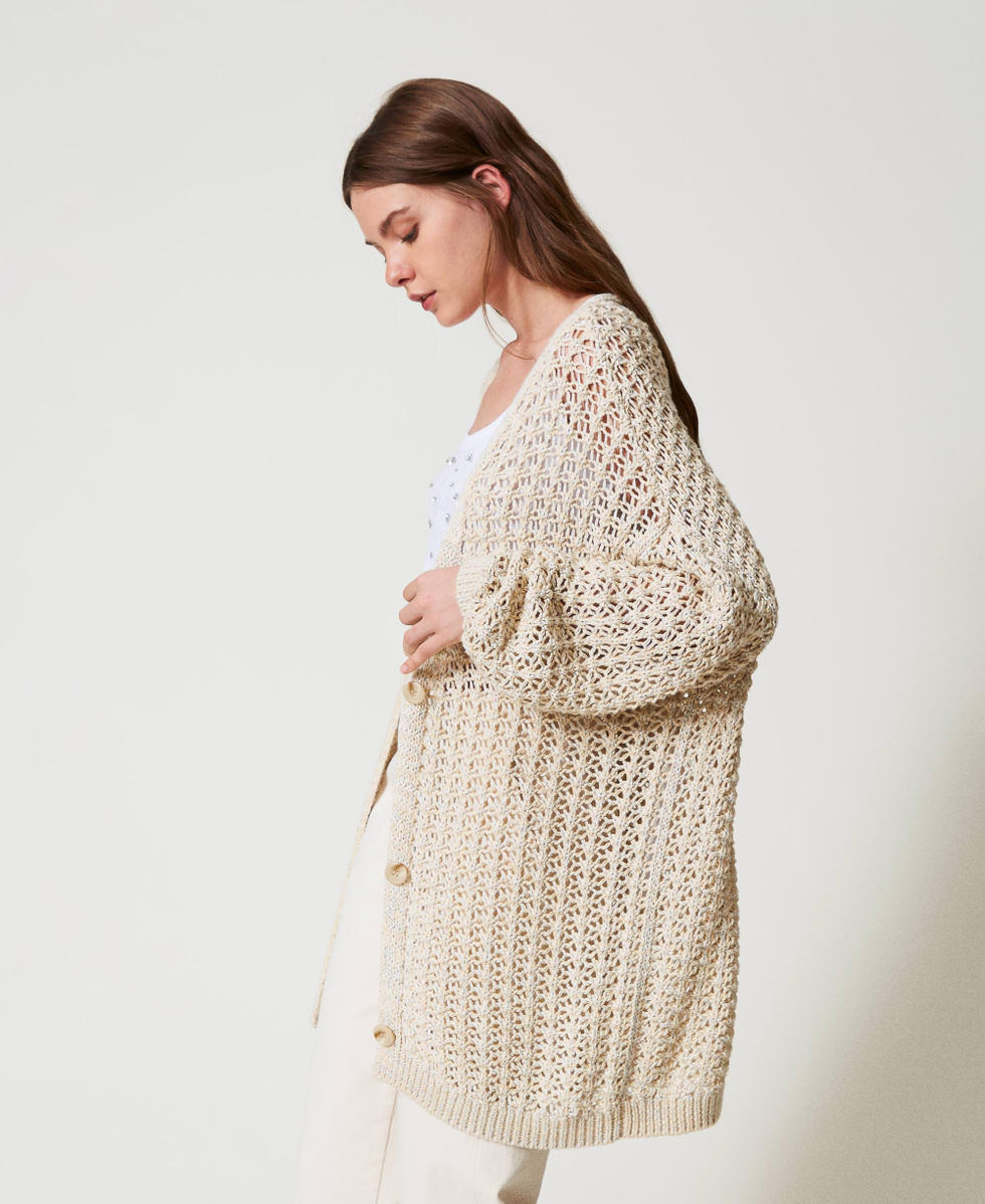 Maxi cardigan ajour&eacute; Multicolore Angora Femme 251AP3164_12226_01