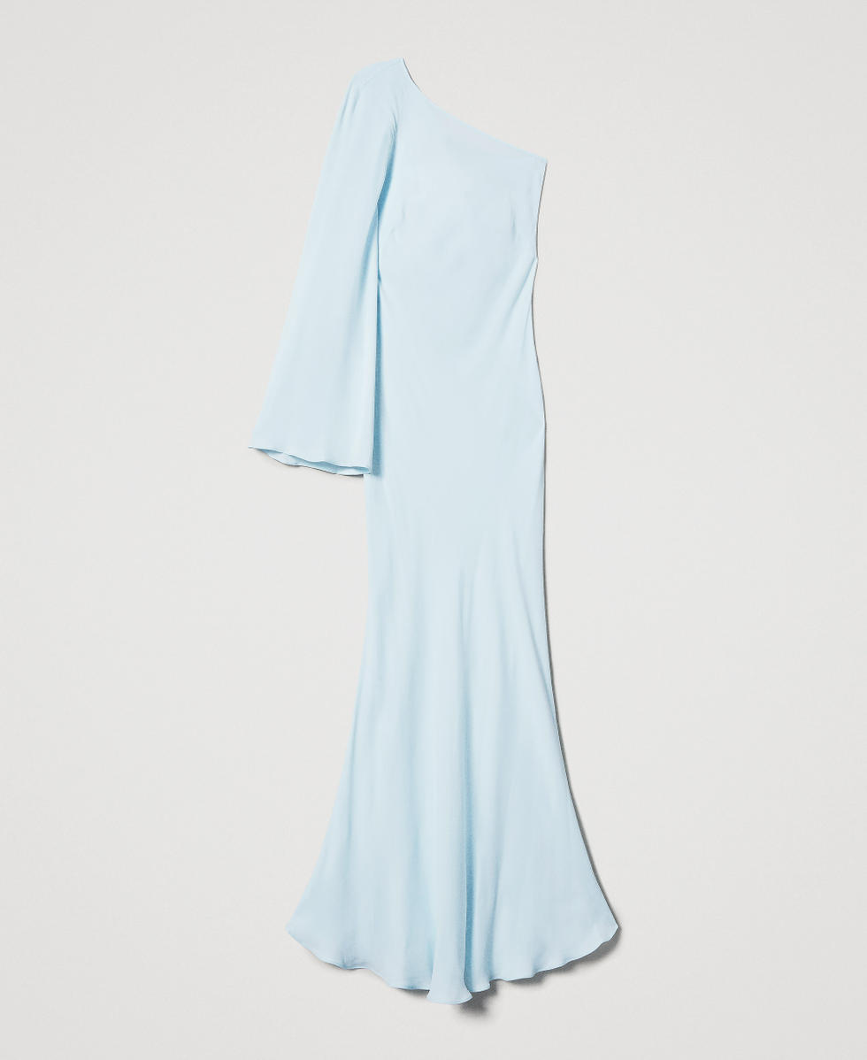 Abito lungo fitted 'Lido' in georgette Azzurro "Blue Glow" Donna 251TS2222_12568_0S