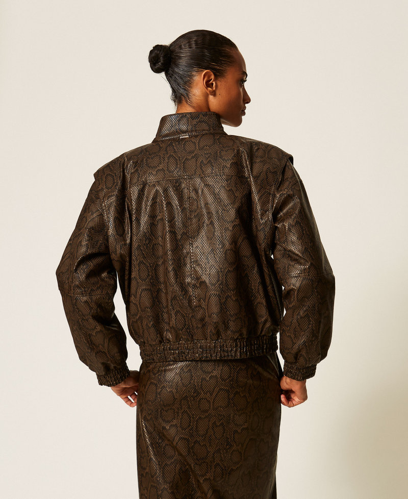 Bomberjacke in Lederoptik mit Pythonpr&auml;gung Pythonprint Brown / Black Frau 262TT2280_14058_03