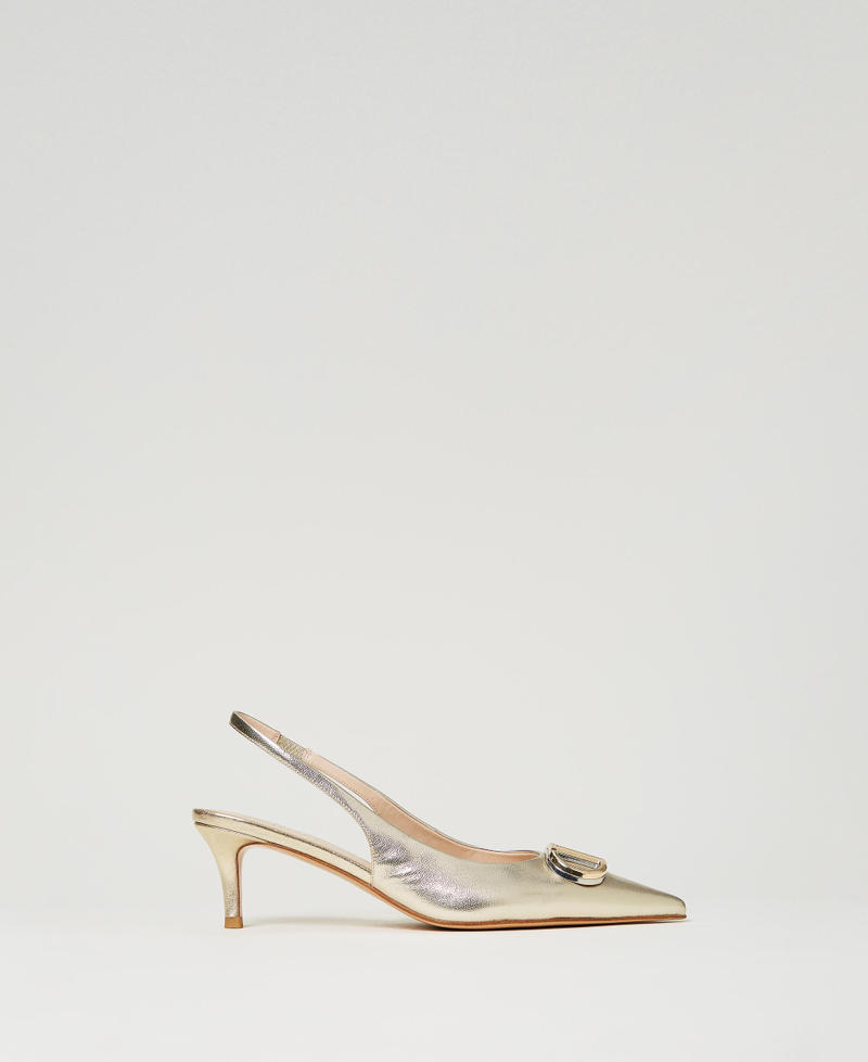Escarpins slingbacks en cuir avec Oval T Platine Femme 251TCP062_11733_01