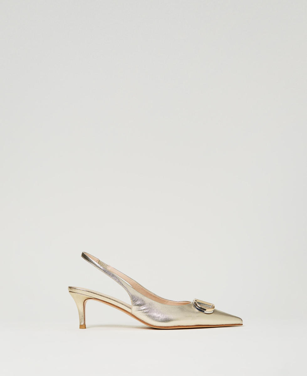 D&eacute;collet&eacute; sling back con Oval T Platino Donna 251TCP062_11733_01