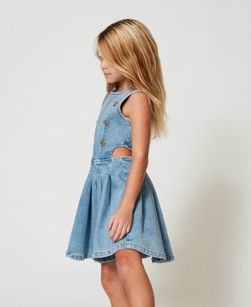 Short denim dress with logo buttons Light Denim Girl 251GJ2542_11457_02