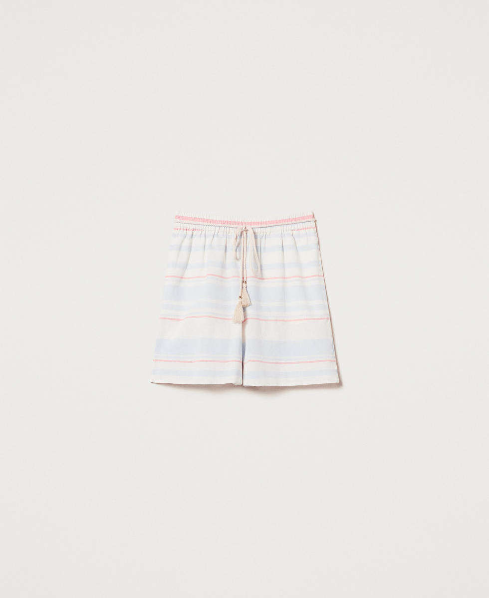 Linen-blend striped Bermuda shorts