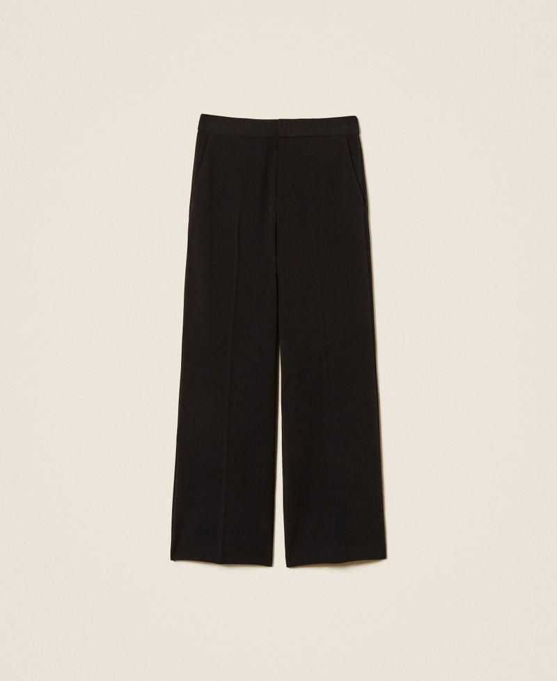 Pantaloni dritti in cr&ecirc;pe Nero Donna 262TT2423_00006_S0