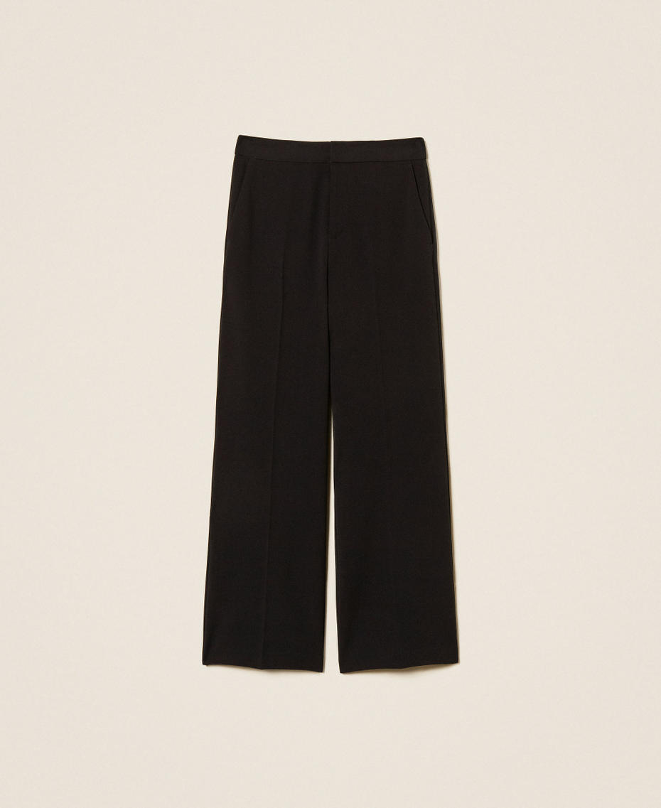 Pantaloni dritti in cr&ecirc;pe Nero Donna 262TT2423_00006_S0