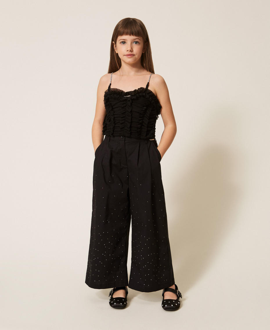 Top in tulle con volant Nero Bambina 261GJ2181_00006_T0