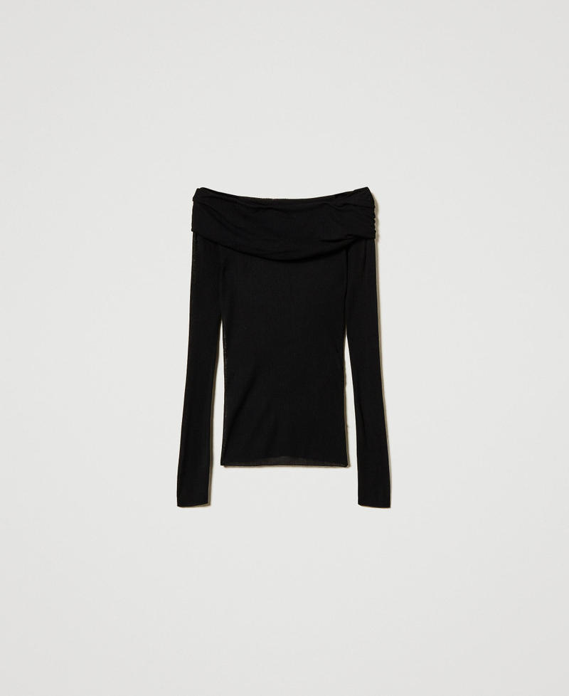 Viscose off-shoulder jumper Black Woman 242LL3SCC_00006_S0