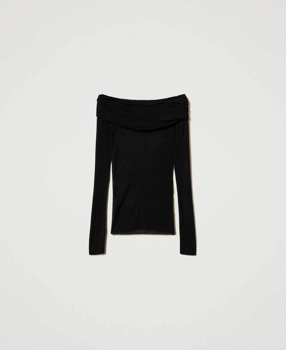Viscose off-shoulder jumper Black Woman 242LL3SCC_00006_S0