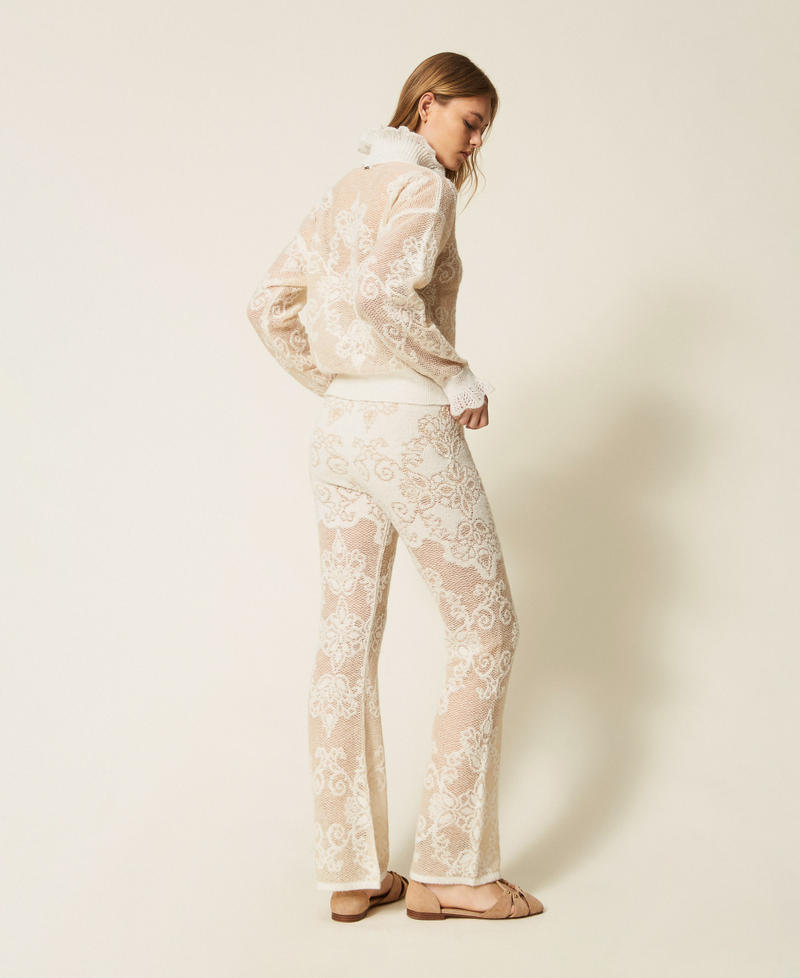 Pantal&oacute;n de punto de alpaca mixta de jacquard  Beige "Parchment" Mujer 262TP3343_07222_03