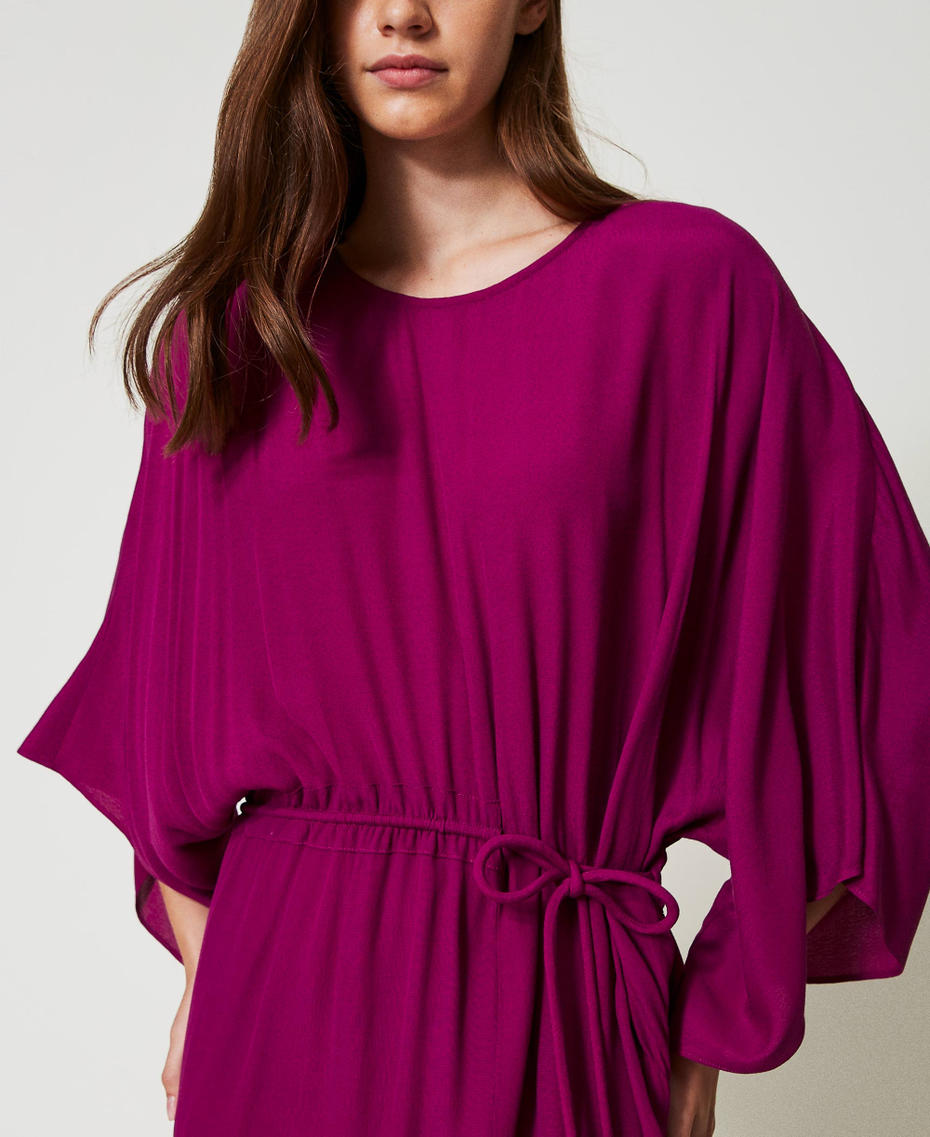 Midi dress with drawstring Magenta Purple Woman 251LB2SBB_11736_04