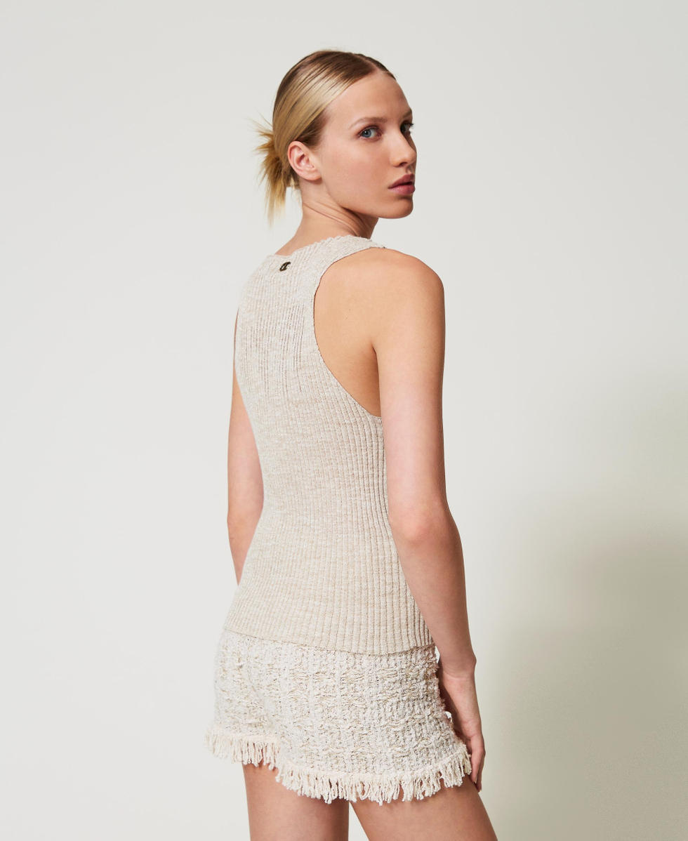 Linen blend knit top Woman, Gold | TWINSET Milano Linen blend knit top Woman, Gold | TWINSET Milano