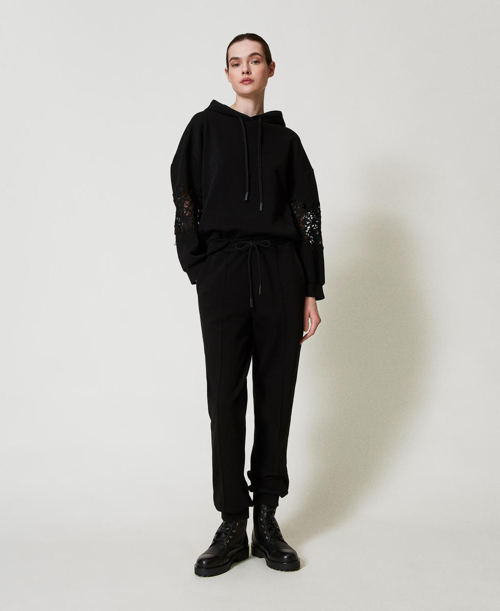 Plush fabric joggers Black Woman 251TP2701_00006_01