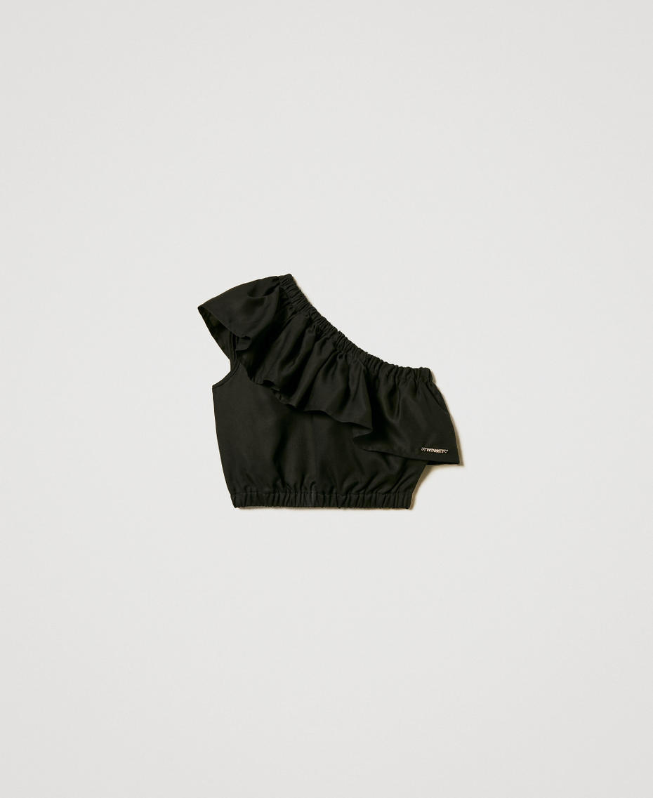 Slated shoulder top with flounce Black Girl 251GJ2463_00006_S0
