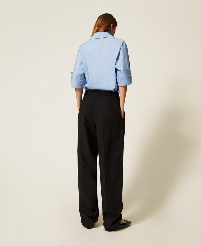 Pantalon avec plis asymétriques Noir Femme 252AP2294_00006_03