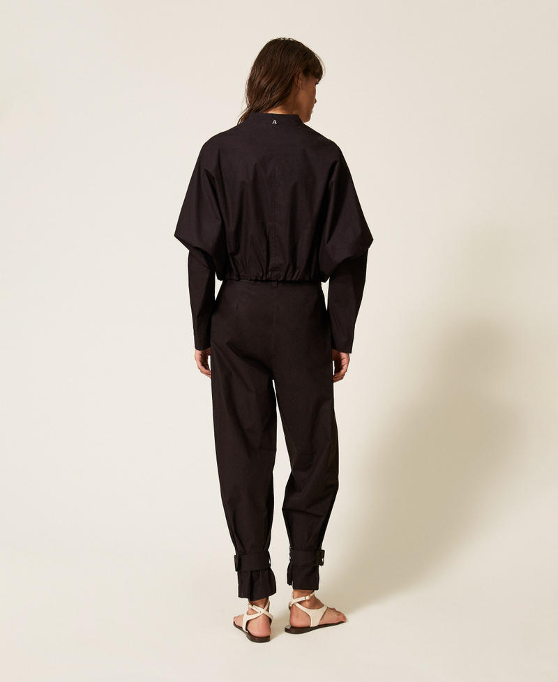 Recycled poplin trousers Black Woman 261AP208C_00006_03
